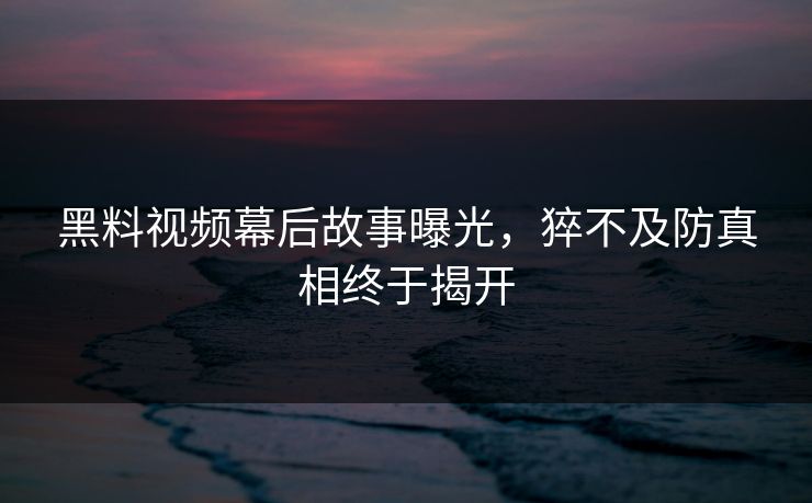 黑料视频幕后故事曝光，猝不及防真相终于揭开  第1张