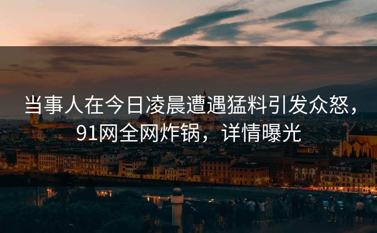 当事人在今日凌晨遭遇猛料引发众怒，91网全网炸锅，详情曝光