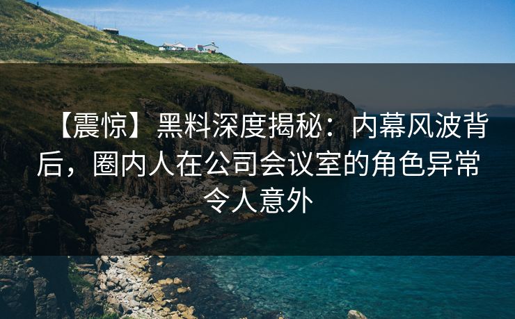 【震惊】黑料深度揭秘：内幕风波背后，圈内人在公司会议室的角色异常令人意外
