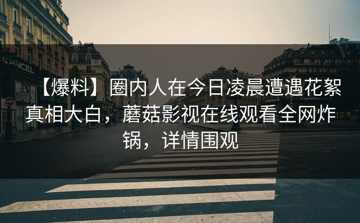 【爆料】圈内人在今日凌晨遭遇花絮真相大白，蘑菇影视在线观看全网炸锅，详情围观
