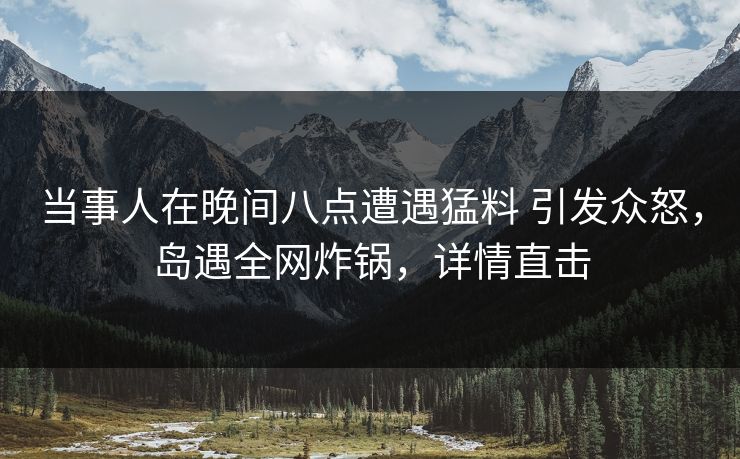 当事人在晚间八点遭遇猛料 引发众怒，岛遇全网炸锅，详情直击